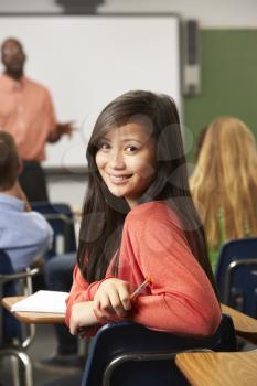 Female Teenage Pupil In Classroom