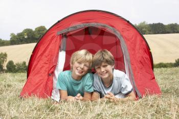 Young boys on camping trip