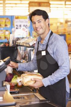 Supermarket checkout worker