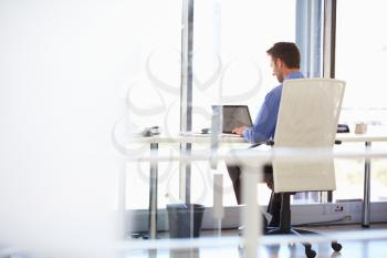 Man working alone in a modern office