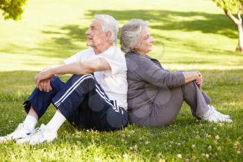 Senior couple resting after exercise
