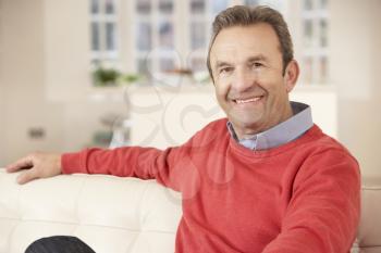 Portrait mature man relaxing at home