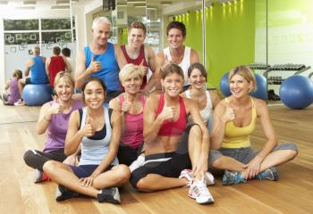 Portrait Of Group Of Gym Members In Fitness Class