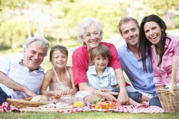 Multi Generation Family Enjoying Picnic Together