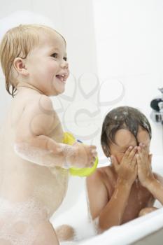 Children Enjoying Bath Time