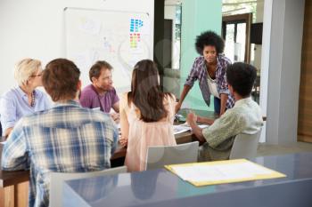 Female Manager Leading Brainstorming Meeting In Office