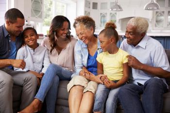 Multi generation black family at home