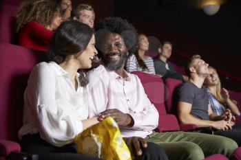 Couple In Cinema Watching Comedy Film
