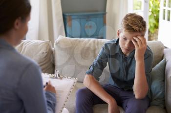 Teenage Boy With Problem Talking With Counselor At Home