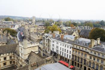 OXFORD/ UK- OCTOBER 26 2016: Aerial View Of Oxford City Showing College Buildings And Spires