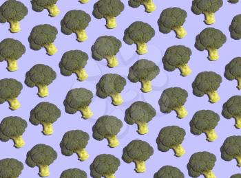 Graphic Background Pattern Of Broccoli Against Purple Background