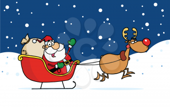 Royalty Free Clipart Image Royalty Free Clipart Image of Santa And Rudolph

