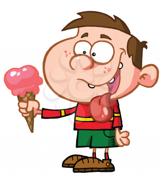 Royalty Free Clipart Image of a Boy With an Ice Cream Cone