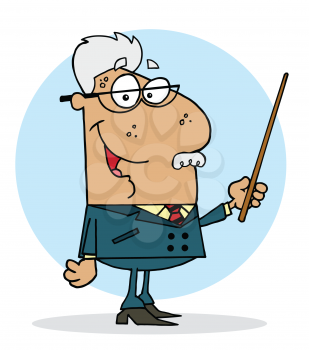 Royalty Free Clipart Image of a Teacher With a Pointer