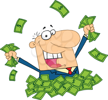 Royalty Free Clipart Image of a Man Throwing Money
