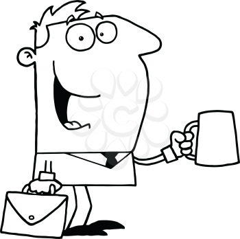Royalty Free Clipart Image of a Man With a Coffee Mug