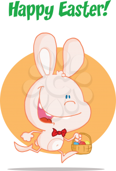 Royalty Free Clipart Image of an Easter Bunny on a Greeting