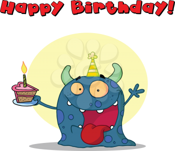 Royalty Free Clipart Image of a Monster Birthday Greeting