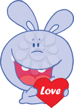 Royalty Free Clipart Image of a Rabbit With a Heart