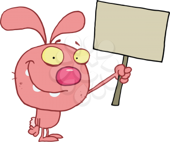 Royalty Free Clipart Image of a Rabbit With a Sign