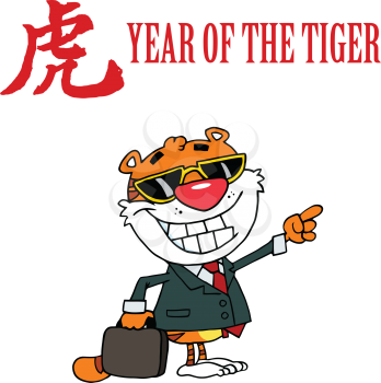 Royalty Free Clipart Image of a Businessman Tiger for the Year of the Tiger
