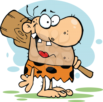 Royalty Free Clipart Image of a Caveman With a Club