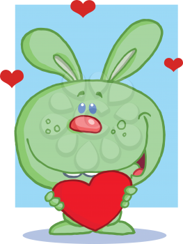 Royalty Free Clipart Image of a Bunny With a Heart