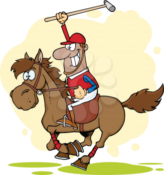 Royalty Free Clipart Image of a Cartoon Polo Player