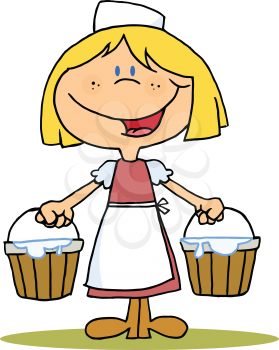 Royalty Free Clipart Image of a Milkmaid