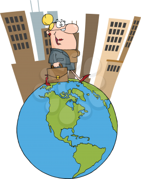 Royalty Free Clipart Image of a Businesswoman on the World