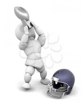 Royalty Free Clipart Image of a Football Player Holding a Trophy