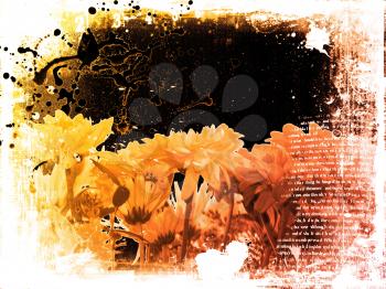 Abstract and messy floral grunge background