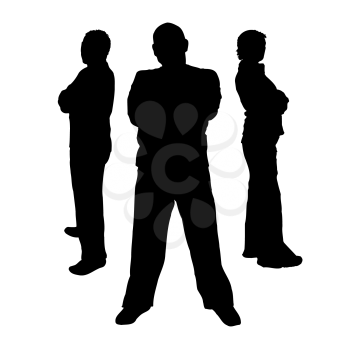 Silhouettes of security guards