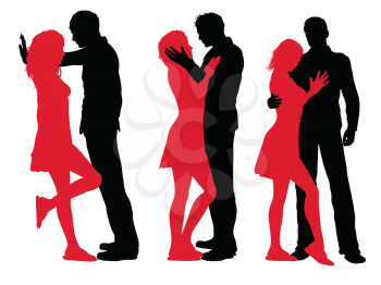 Silhouettes of loving couples