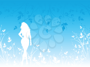 Silhouette of a female on a floral background