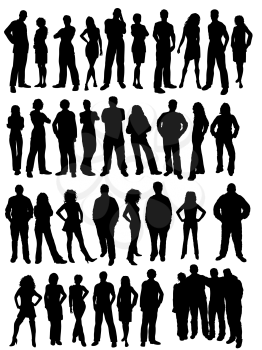Silhouettes of casual people