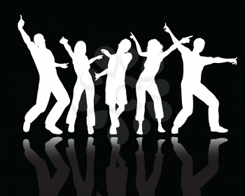 Silhouettes of people dancing