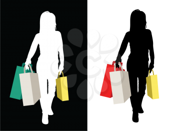 Silhouette of a female shopper
