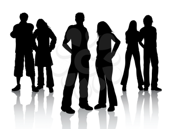 Silhouettes of a group of casual people