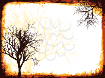 Silhouette of trees on grunge background