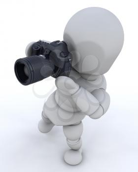 3D render of a man using a camera
