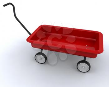 3d render of a childs toy red wagon