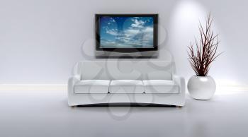 3D render of a sofa in a contemporary interior