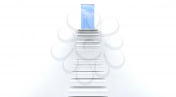 3d render of stairs leading to doorway to the sky