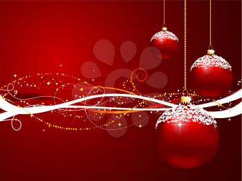 Christmas baubles on decorative background