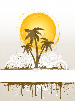 Grunge style palm trees background