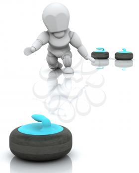 3D render of a man curling