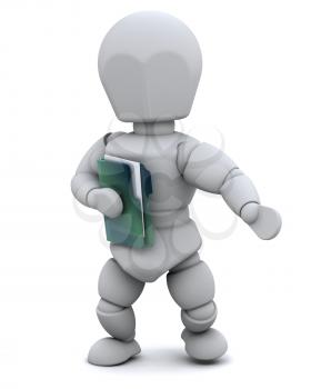 3D Render of a man with document folder