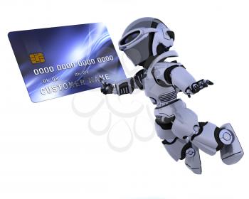 3D render of a robot and charge card