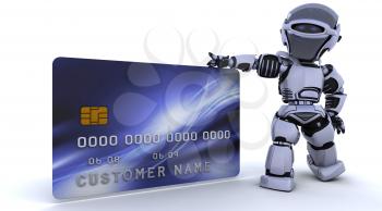 3D render of a robot and charge card